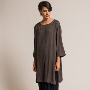 Black Crane Long Slit Rayon/Wool - Charcoal